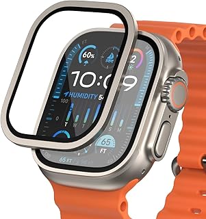 NanoArmour for Apple Watch Ultra 2 screen protector with Anti-Reflective for 49mm iWatch ultra 1 Tempered Glass: Enhance Display, Easy to Install, Aluminum Frame, Durable - Original Titanium