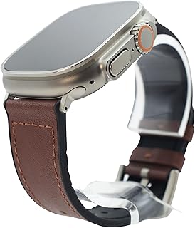 Ultra 2 Leather Band Compatible with Apple Watch Ultra 2 and Ultra 49mm Ultra Leather Strap, Hybrid Leather Rubber Sweatproof