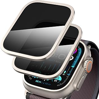 2-Pack for Apple Watch Ultra/Ultra 2 49MM Privacy Screen Protector, [Anti-peeping] Ultra-Thin Full Coverage Tempered Glass Screen Protector for iWatch Ultra/Ultra 2 49MM -Titanium+Titanium