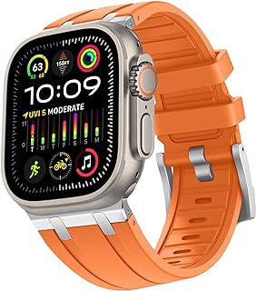 Compatible with Apple Watch Ultra Strap 49mm 45mm 44mm 42mm, Liquid Silicone Band with Stainless Steel Adapter Straps Designed for Apple Watch Ultra 2 Ultra Series 9 8 7 SE 6 5 4 3 2 1