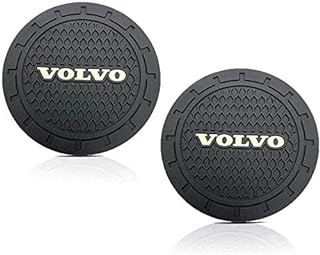 JDclubs 2.75 Inch Diameter Oval Tough Car Logo Vehicle Travel Auto Cup Holder Insert Coaster Can 2 Pcs Pack (fit Volvo)