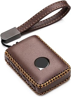 Vitodeco Genuine Leather Smart Key Fob Case Compatible with Volvo XC60, XC90, S90, V90 2019-2022 (4-Button, Brown)