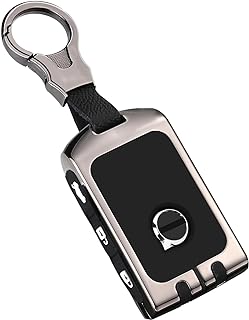 Sucxyor Compatible with Volvo Key Fob Cover Key Fob Case with Keychain for 2017-2022 XC90 XC60 XC40 S90 V90 S60 V60,Metal Shell & Soft Silicone Protection 4 Buttons Smart Key(Gray)