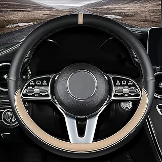 Custom fit for Volvo Car Steering Wheel Cover, Nappa Leather Car Steering Wheel Cover Non-Slip Steering Wheel Cover, Designed for Volvo Interior Accessories (Beige,for Volvo)