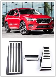 For VOLVO XC60 Accessories 2018-2020 Aluminum Automatic Transmission Non-Slip Metal Rubber Fuel Brake Foot Car Gas Pedal Cover Set Kit 3pcs