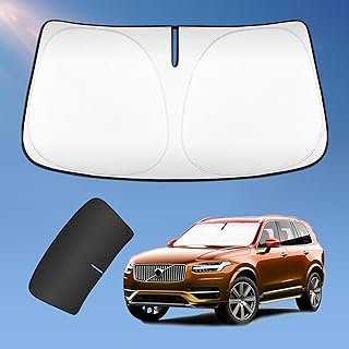 Sun Shade Sunshade for Volvo XC90 2016-2024 Windshield Cover, 2-Layers Sun Shield 240T Silver Sun Visor Foldable Front Window Shade Blocks UV Rays Car Accessories