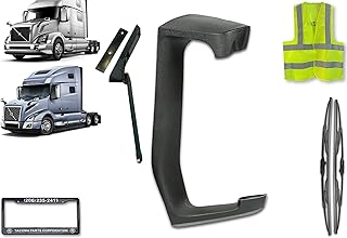Kozak Mirror Plastic Arm Cover Compatible with Volvo VNL Trucks 2003-2024, Left Driver Side, Includes 2x 22" Windshield Wipers, License Plate Frame, and Safety Vest