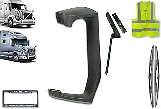 Kozak Mirror Plastic Arm Cover Compatible with Volvo VNL Trucks 2003-2024, Right Passenger Side, Includes 2x 22" Windshield Wipers, License Plate Frame, and Safety Vest