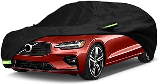 Waterproof Car Cover for 2010-2023 Volvo S60 Car Cover Custom Fit 100% Waterproof Windproof & Single Door Zipper Bands for Snow Rain Dust Hail Protection