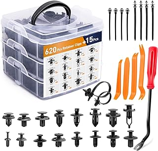 GOOACC 635Pcs Car Push Retainer Clips & Auto Fasteners Assortment -16 Most Popular Sizes Nylon Bumper Fender Rivets with 10 Cable Ties and Fasteners Remover for Toyota GM Ford Honda Acura Chrysler