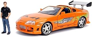 Jada Toys JA30738 Fast & Furious Brian & Toyota Supra, 1: 24 Scale Orange Die-Cast Car with 2.75" Figure