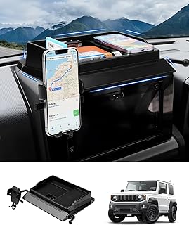 Phone Holder Mount for Suzuki Jimny 2019 2020 2021 2022 2023 JB64 JB74 Accessories Center Console Dashboard Organizer with Phone Stand with Anti-Slip Mat