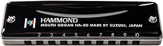 Harmonica (HA-20-C), Key of C, Phosphor Bronze Reeds, Hard Shell Carrying Case, Color- Black