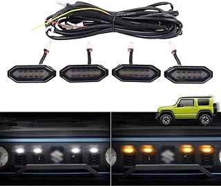 Compatible with LED Grille Lights Suzuki Jimny 2018-2022 2023 JB64W JB74W Accessories Front Warning Bulbs with Amber/White Lights Decorative LED Lamps 4PCS